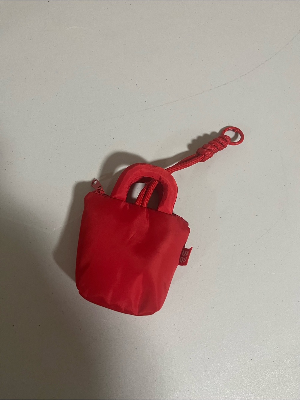 Compact Red Mini Tote Keychain Bag